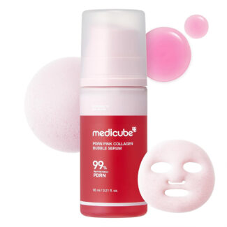 سرم حبابی ترمیم کننده، جوانساز و درخشان کننده پوست مدیکیوب Medicube PDRN Pink Collagen Bubble Serum