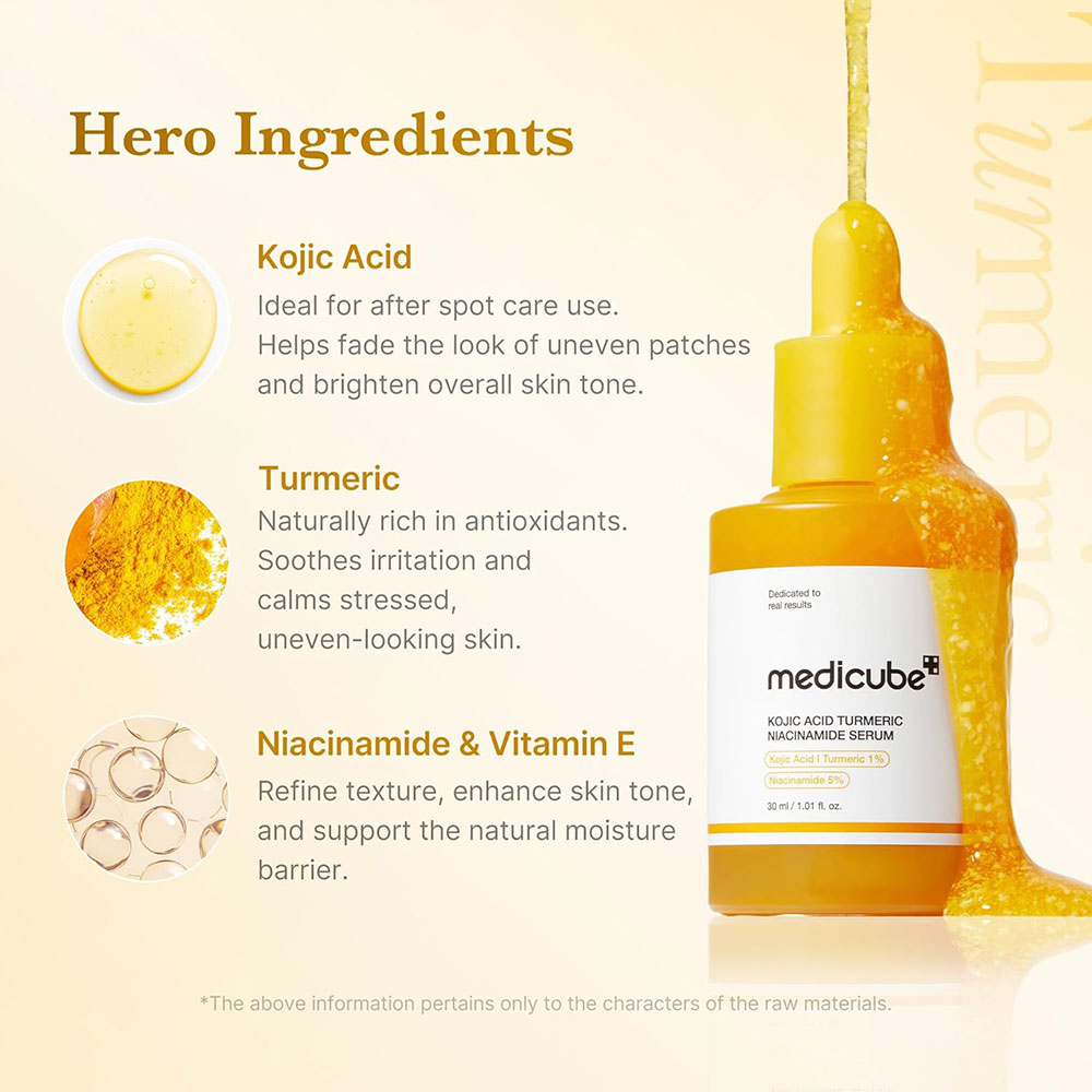 سرم-ضد-لک-و-روشن-کننده-کوجیک-اسید-و-نیاسینامید-مدی-کیوب-Medicube-Kojic-Acid-Turmeric-Niacinamide-Serum-4