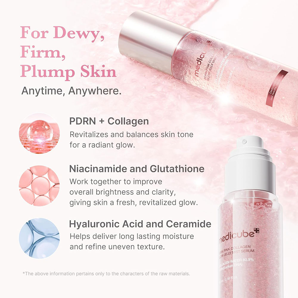 میست-سرم-ژلی-PDRN-و-کلاژن-مدی-کیوب-روشن-کننده-و-جوانساز-پوست-Medicube-PDRN-Pink-Collagen-Glow-Jelly-Mist-Serum-2