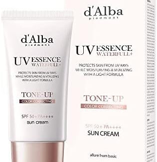 ضد آفتاب تون آپ یووی اسنس د البا D’alba UV Essence Waterfull Tone Up مناسب برای انواع پوست بخصوص پوست های کدر حجم 50 میلی لیتر