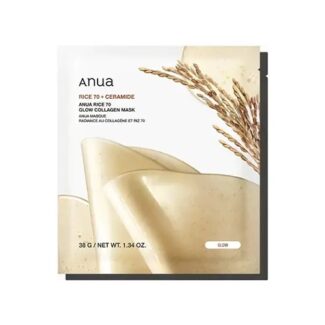 پک ماسك ورقه اي كلاژن درخشان كننده آنوا حاوي عصاره برنج 70 و سراميد ANUA RICE 70 + CERAMIDE ANUA RICE 70 GLOW COLLAGEN MASKرمناسب پوست های کدر